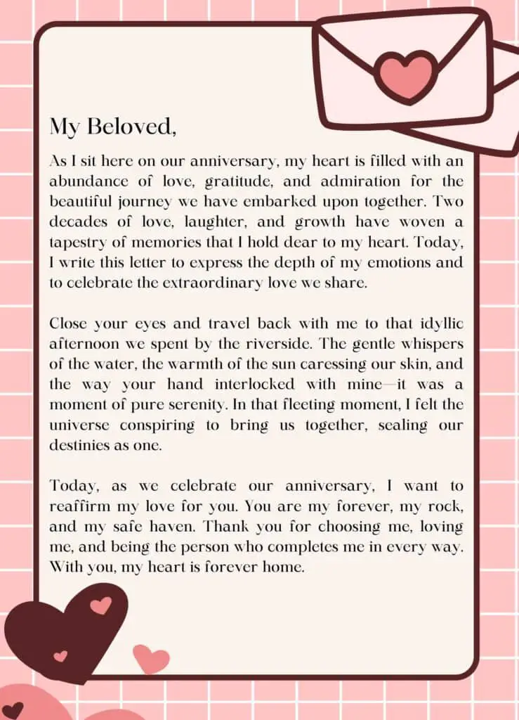 Anniversary Love Letter For Her