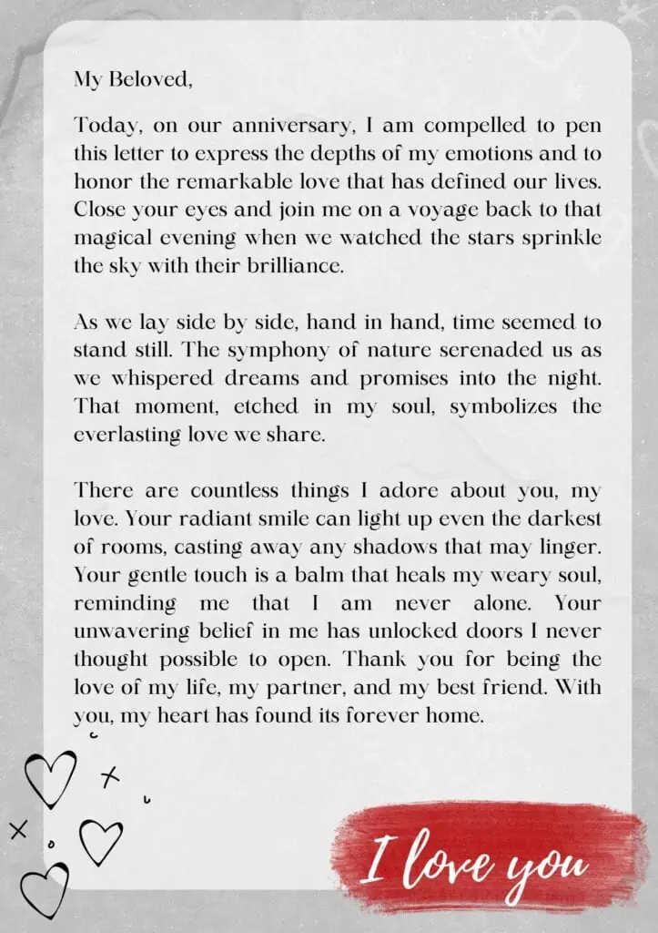 Anniversary Love Letter For Him