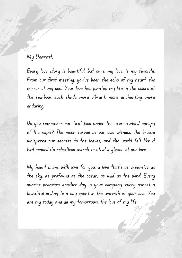 Cursive love letters for her
