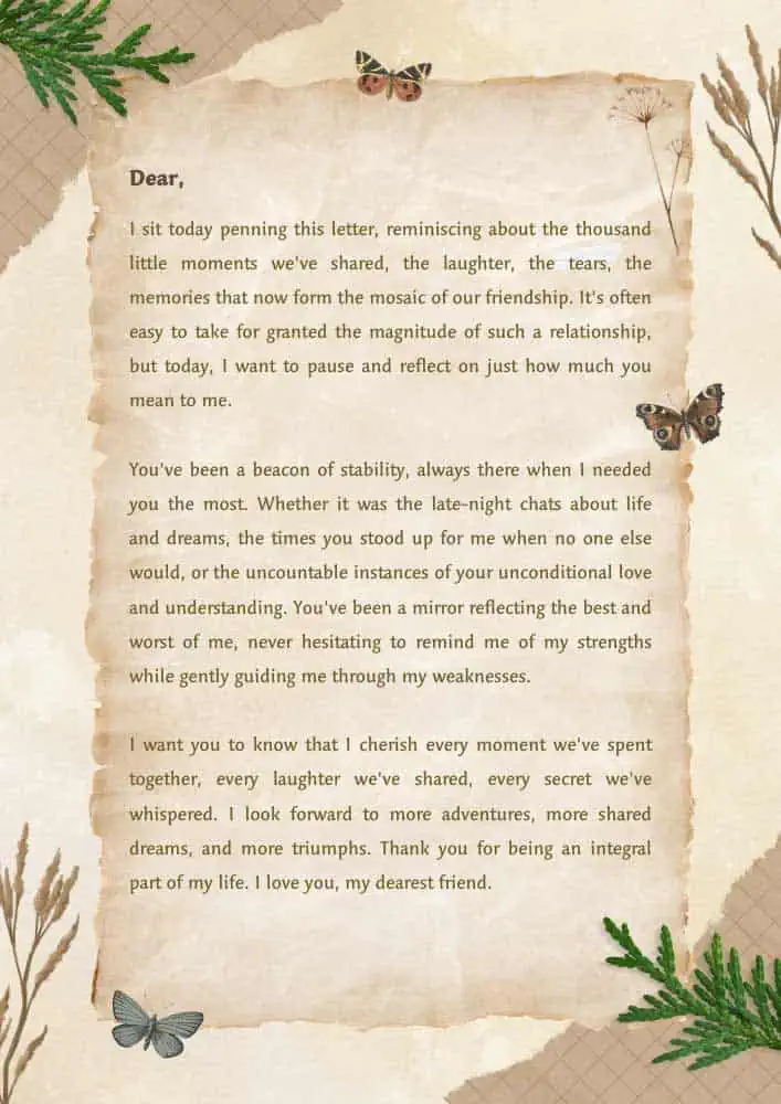 Cute love letter to your best friend