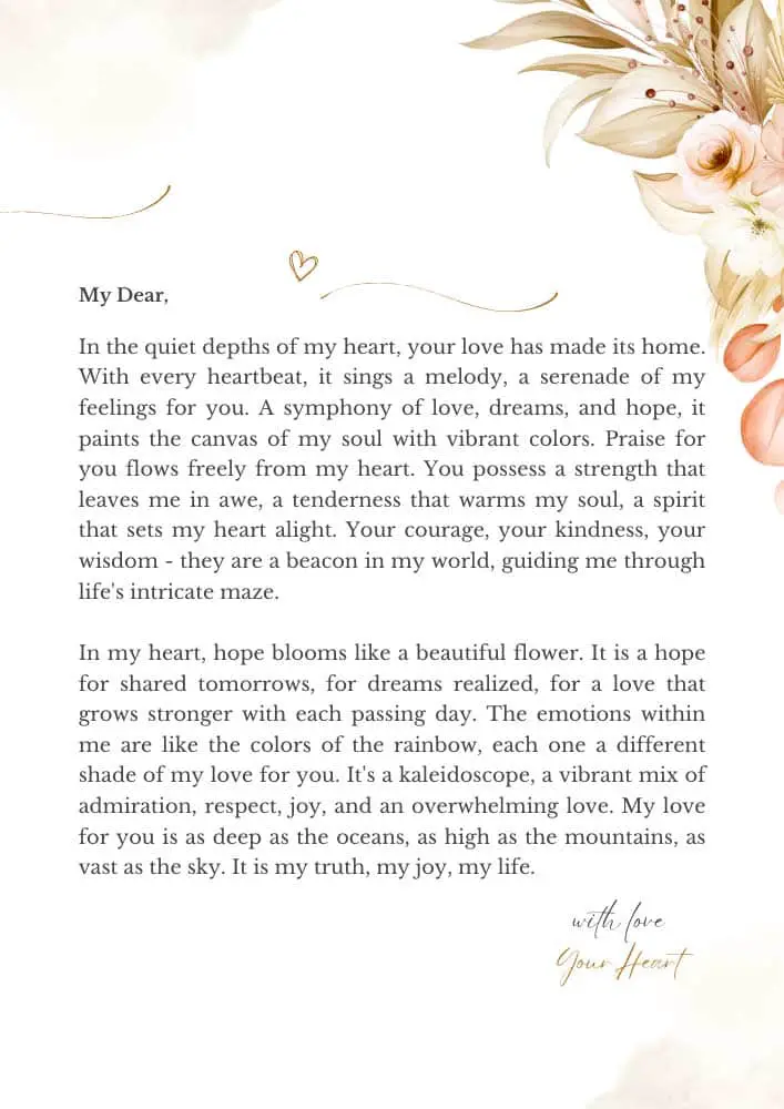 Happy Valentine's Day letter to husband