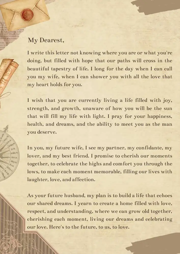 Heart touching love letter to future wife