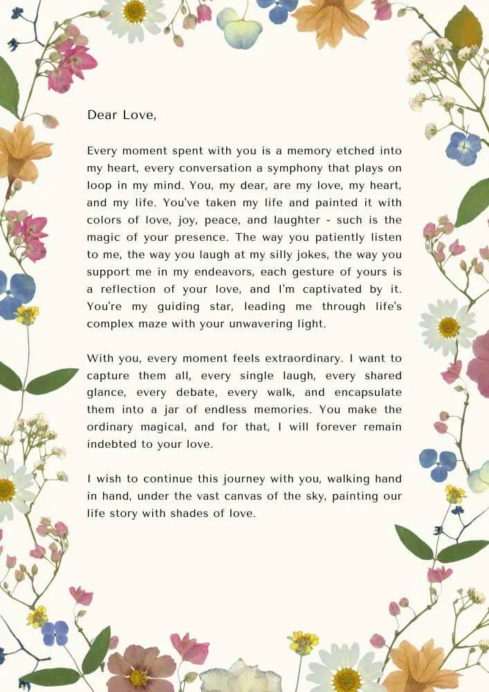 Inspirational love letter for her