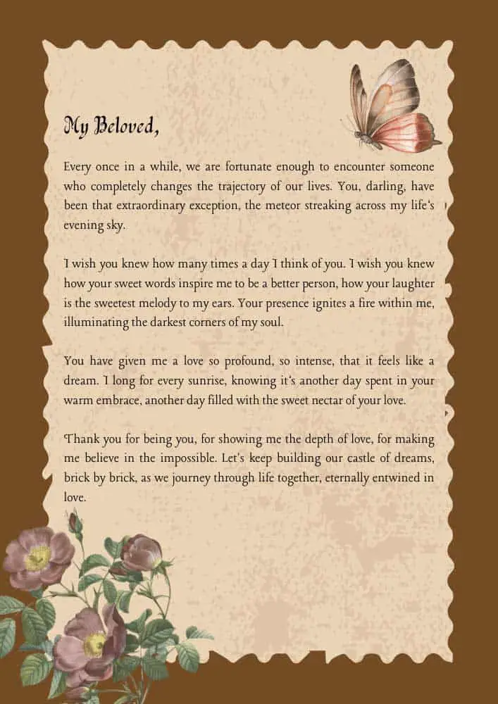 Inspirational love letter for him