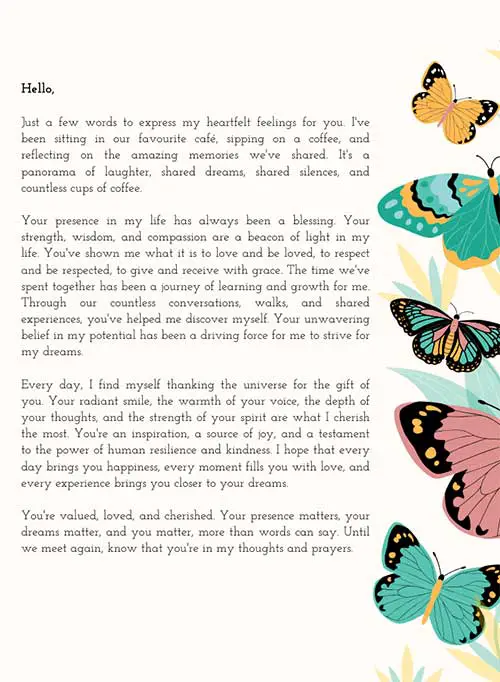 Missing and thinking of you love letters for her