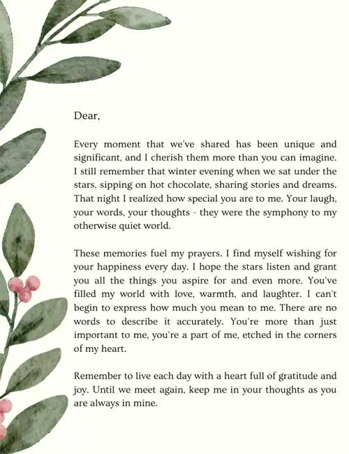 Missing and thinking of you love letters for him