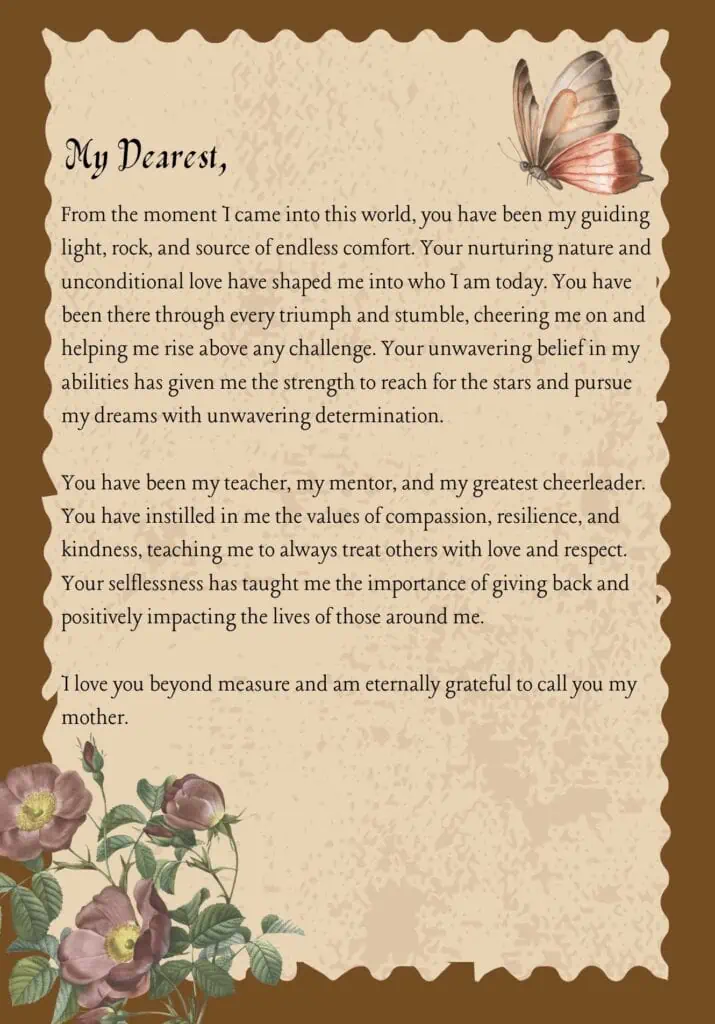 Mother's Day love letter