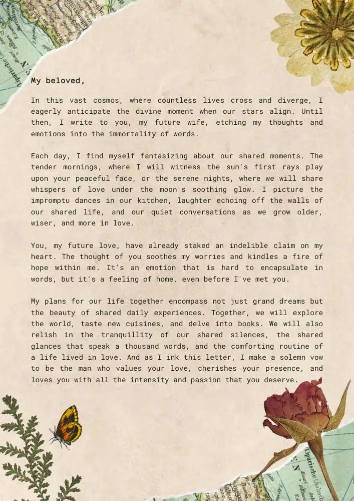 Trust love letter to your future wife