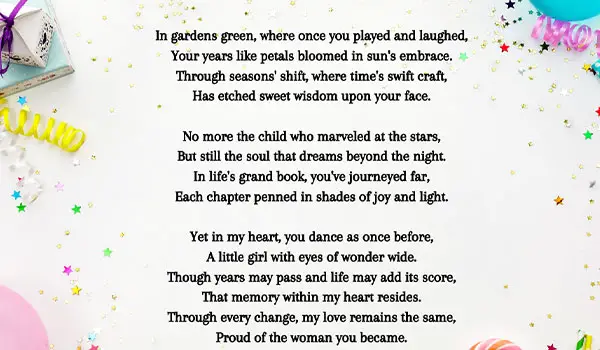 Poems For A Daughter On Her Birthday Celebration