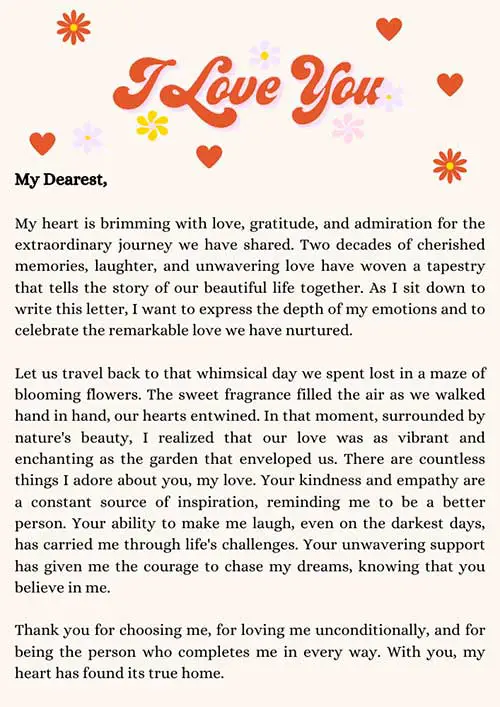 Anniversary Love Letter For Wife