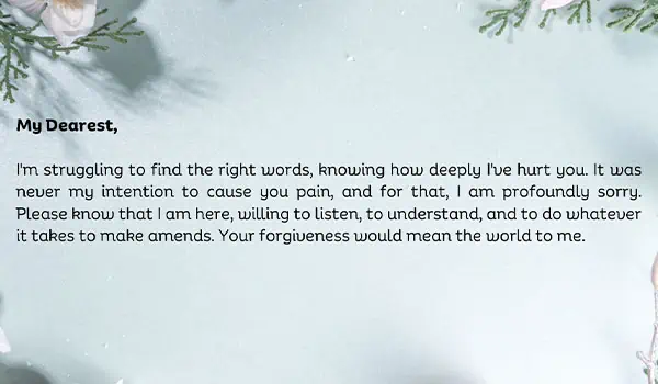 Apology Letters For Hurting Someone You Love