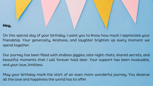 Emotional birthday letter for best friend