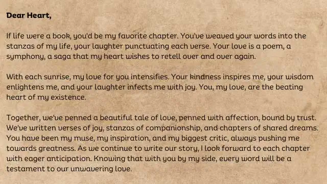Inspirational love letter to husband