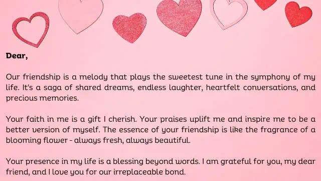 Sweet love letter to best friend
