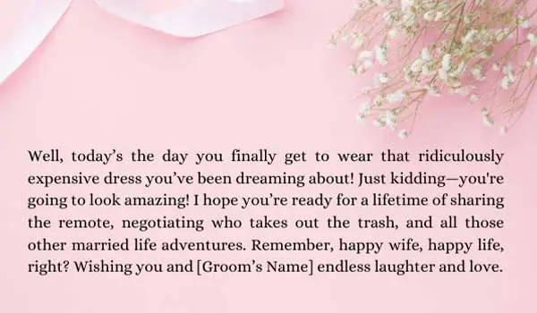Funny Letters To A Bride On Her Wedding Day