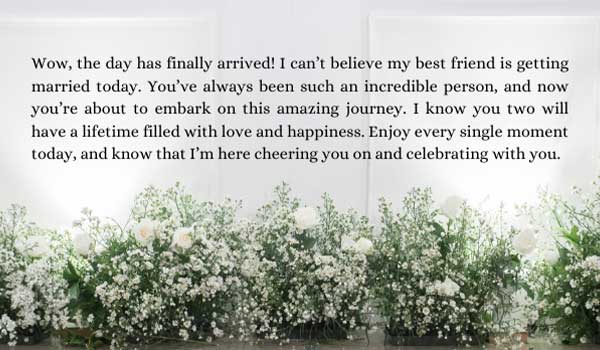 Letters To Bride On Wedding Day From Friend