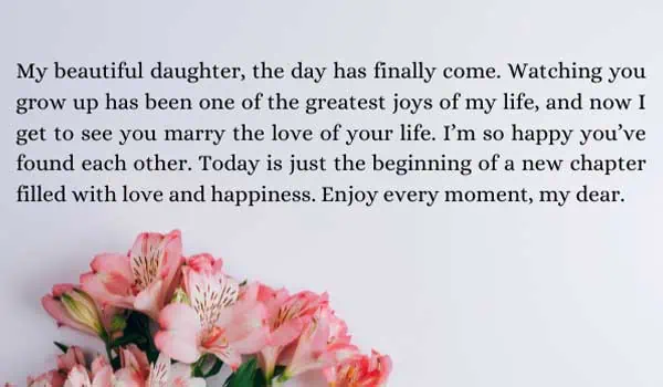 Letters to the bride on her wedding day from mother